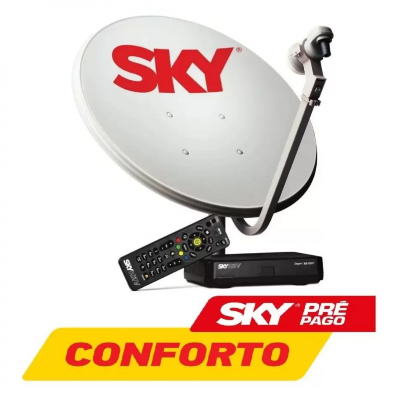 RECEPTOR SKY CONFORTO 5 ANOS + ANTENA 60CM MONO COMPLETA