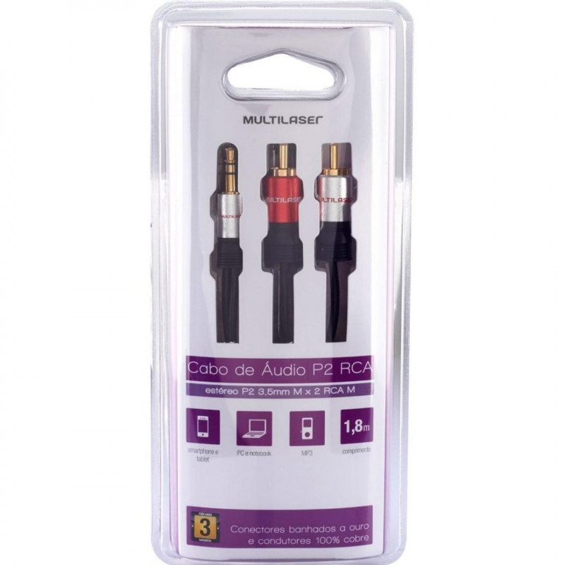 CABO AUDIO MULTILASER WI287 3,5MM M X 2RCA M