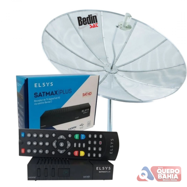 KIT COMPLETO ANTENA 1,70CM MONO COM 15MTS CABO  + RECEPTOR DIGITAL ELSYS SATHD SATMAX PLUS ETRS55