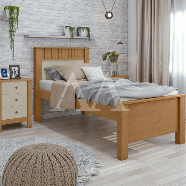 CAMA LOPAS SOLTEIRO ATHENAS PLUS S/AUXILIAR AMENDOA CLEAN /OFF WHITE