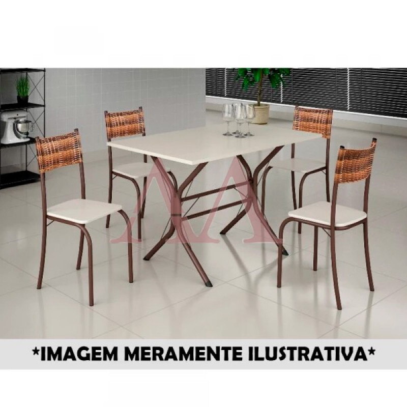 CJ MESA 4C MOVEIS TEIXEIRA ATLANTA RETANGULAR 120X75 C/RATAN CARVALHO MARROM / OFF WHITE