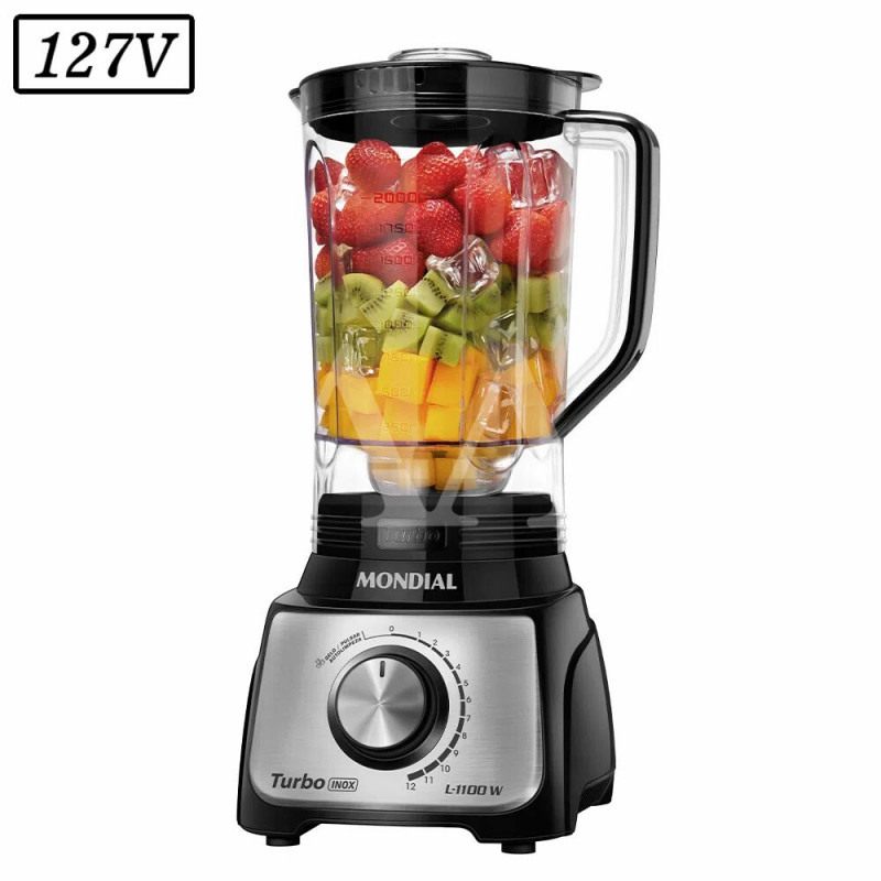 LIQUIDIFICADOR MONDIAL L-1100 BI 12 VEL 127V PRETO/INOX